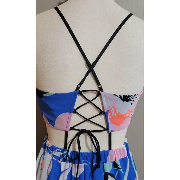 Express Floral Strappy Open Back Maxi Dress - Picture 6 of 7